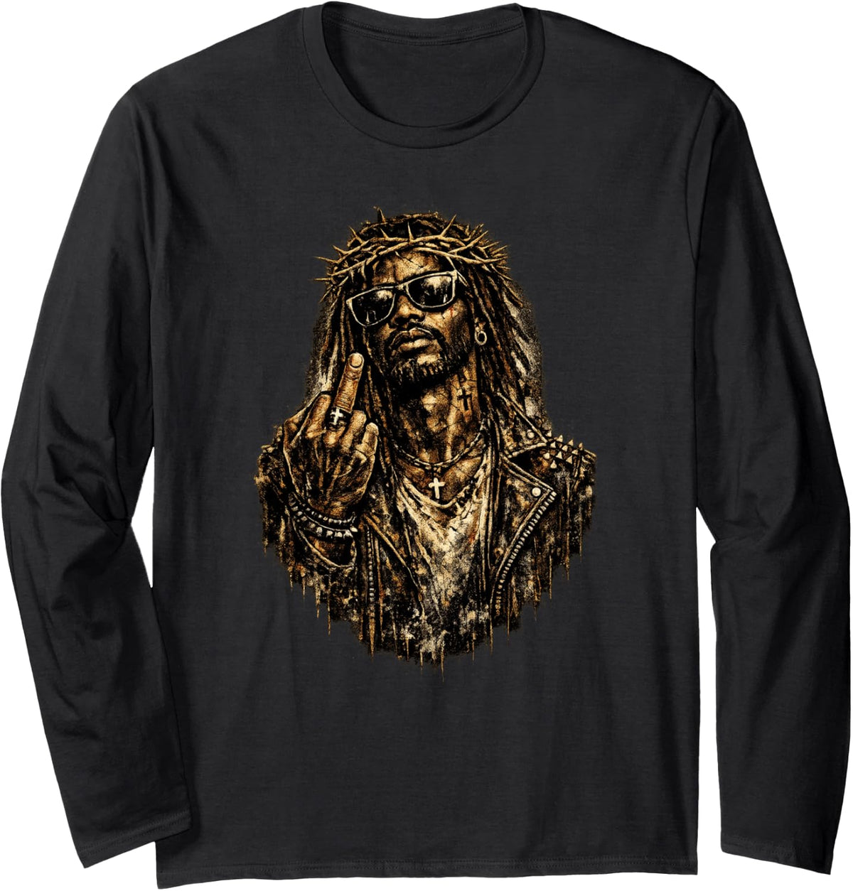 Black Jesus, Christianity, Church, Christ, Jesus Long Sleeve T-Shirt - Adult Unisex Black