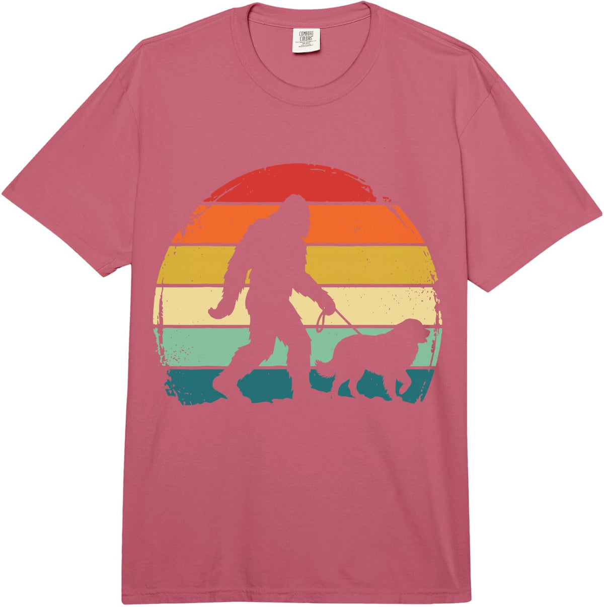 Great Pyrenees Bigfoot Retro Comfort Colors Adult Heavyweight T-Shirt - Adult Unisex Raspberry Red