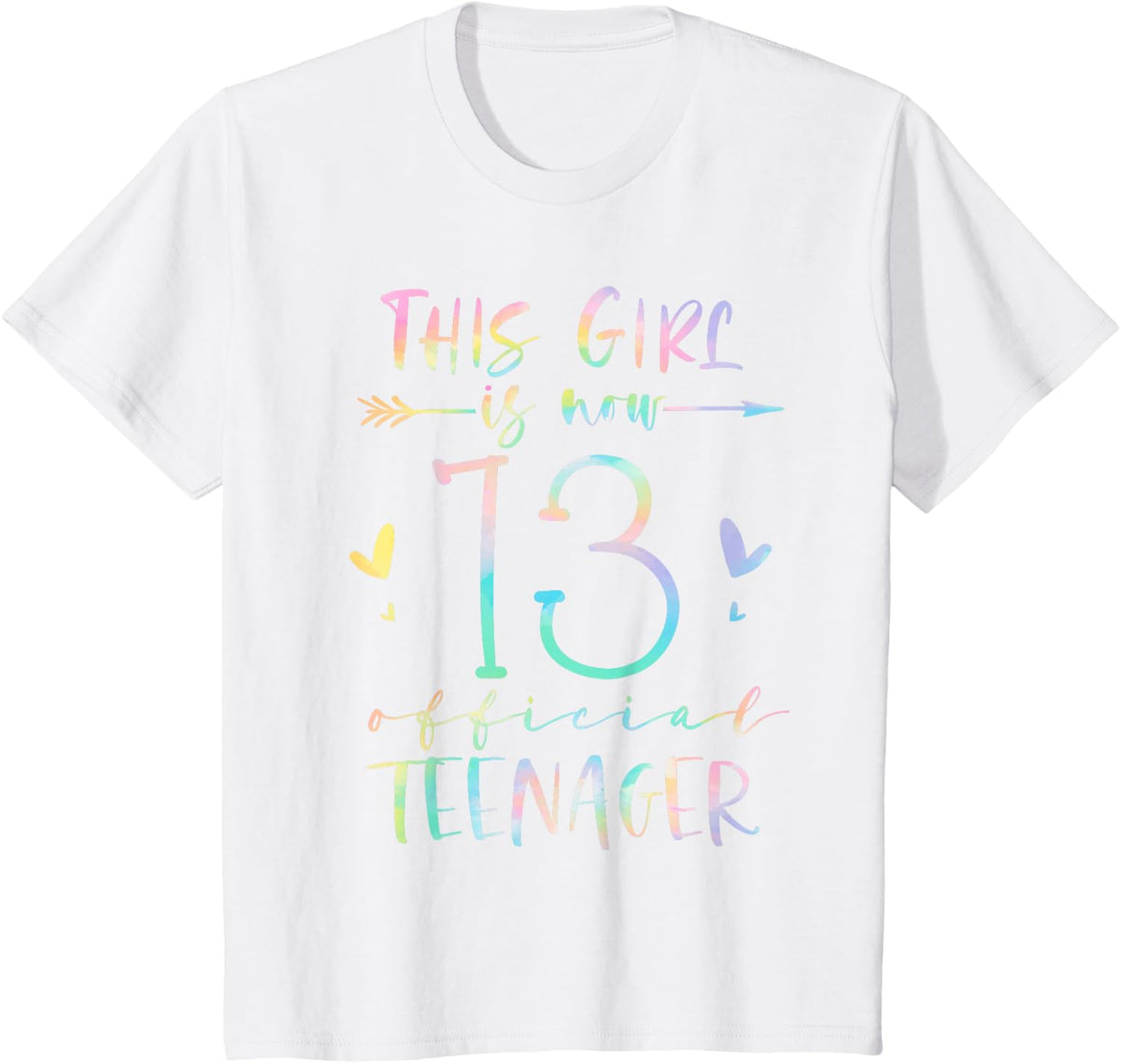 This Girl is Now 13 Official Teenager 13th Birthday Tie Dye T-Shirt - White