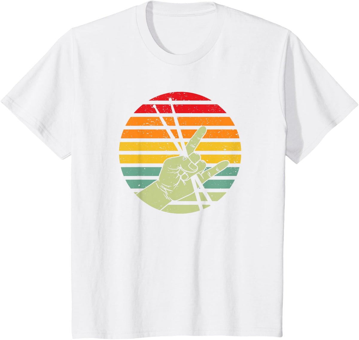 Vintage Drummer Drum Sticks Gift Rock & Roll Hand Horns T-Shirt - White