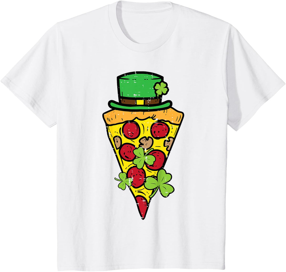 St Patricks Day Pizza Saint Paddys Pattys Men Women Kids T-Shirt - White