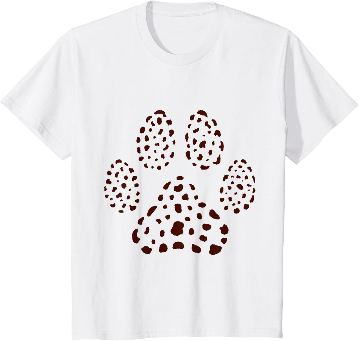 Dog Paw Brown Spots Dalmatian T-Shirt - White