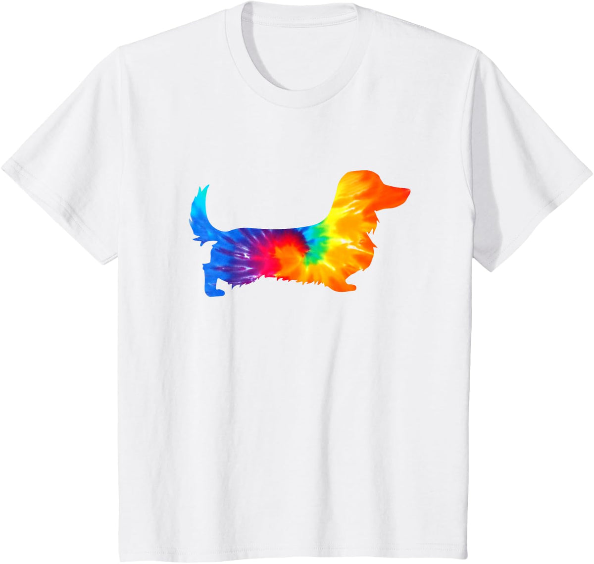 Dachshund Doxie Long Haired Tie Dye Dog Mom Dad Lover Cute T-Shirt - White