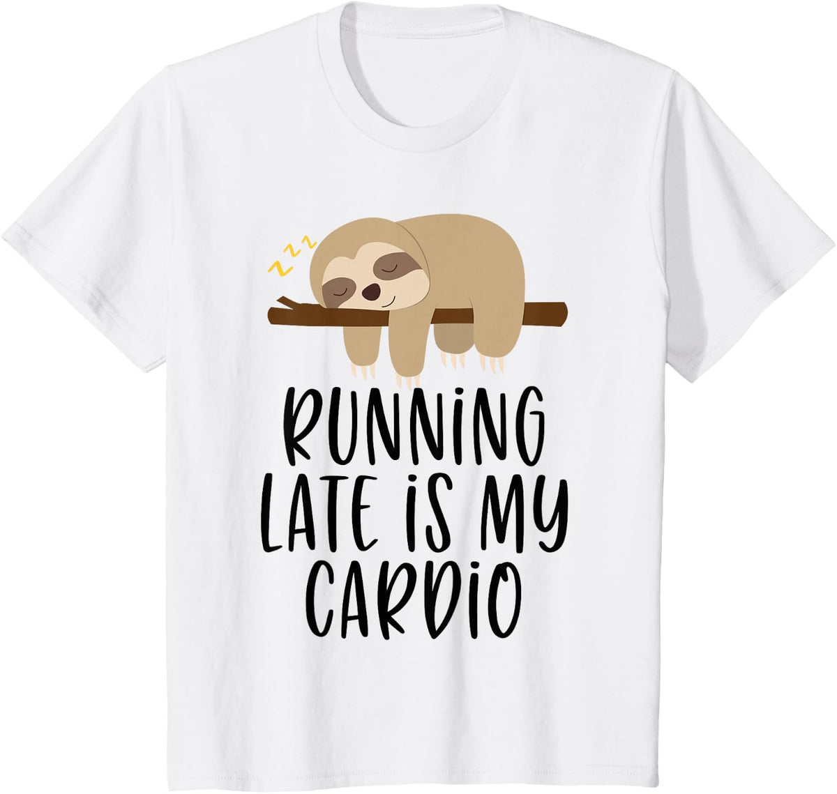 Running Late Is My Cardio Sleeping Sloth T-Shirt - White