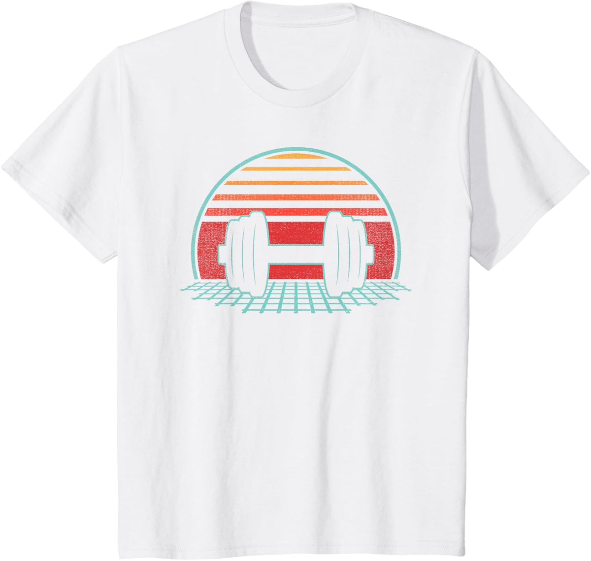 Weight Lifting Dumbbell Workout Retro Strongman Powerlifting T-Shirt - White