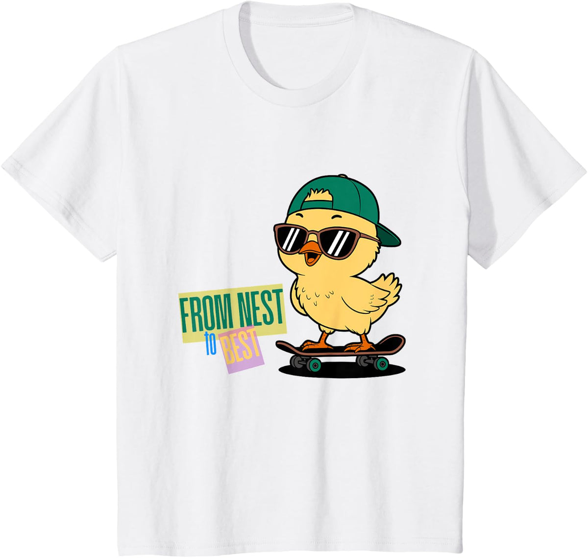 Cool Easter Dude Funny Baby Cute Chicken Sunglasses T-Shirt - White