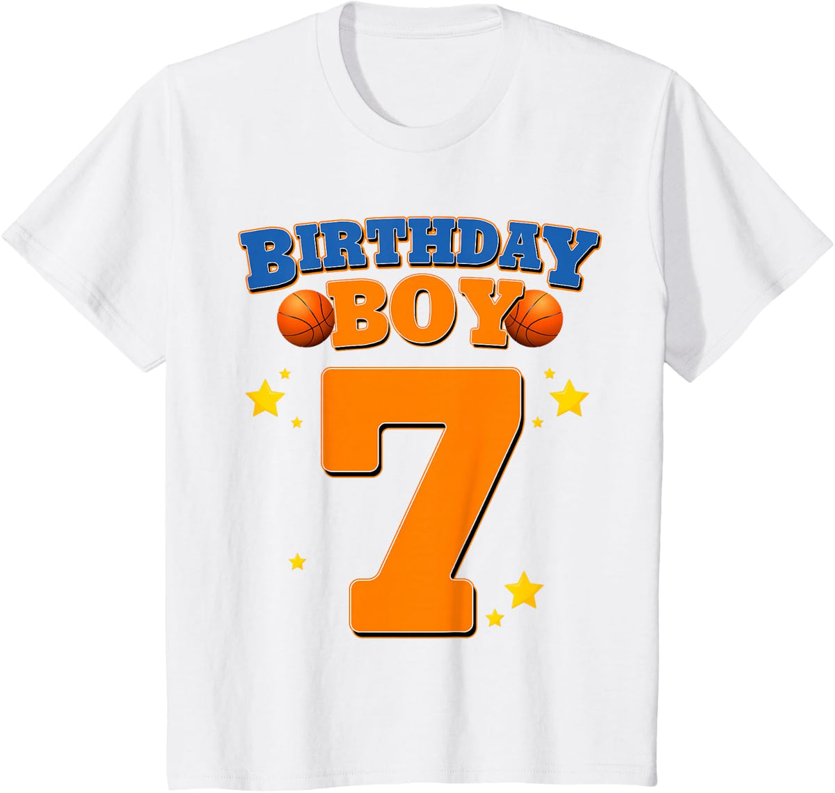 7th Birthday Boy Shirt Basketball 7 Years Old Kids Gift T-Shirt - White
