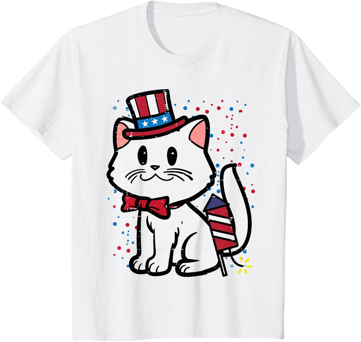 4th Of July Cat Patriotic Kitten Girls Kids Toddler Women T-Shirt - White