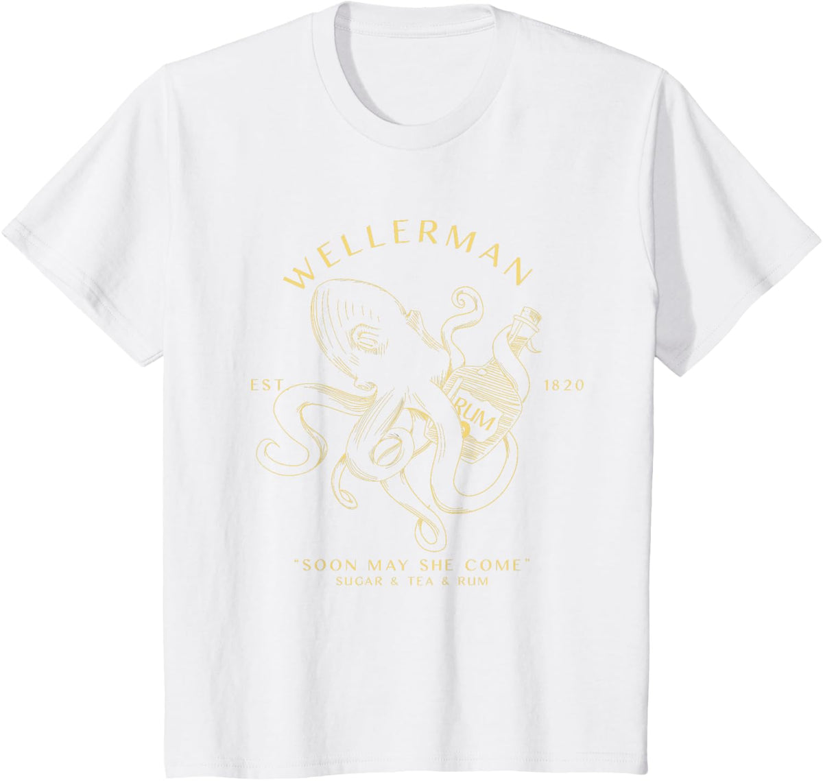 Viral Wellerman Sea Shanty | Kraken Vintage Pirate T-Shirt - White