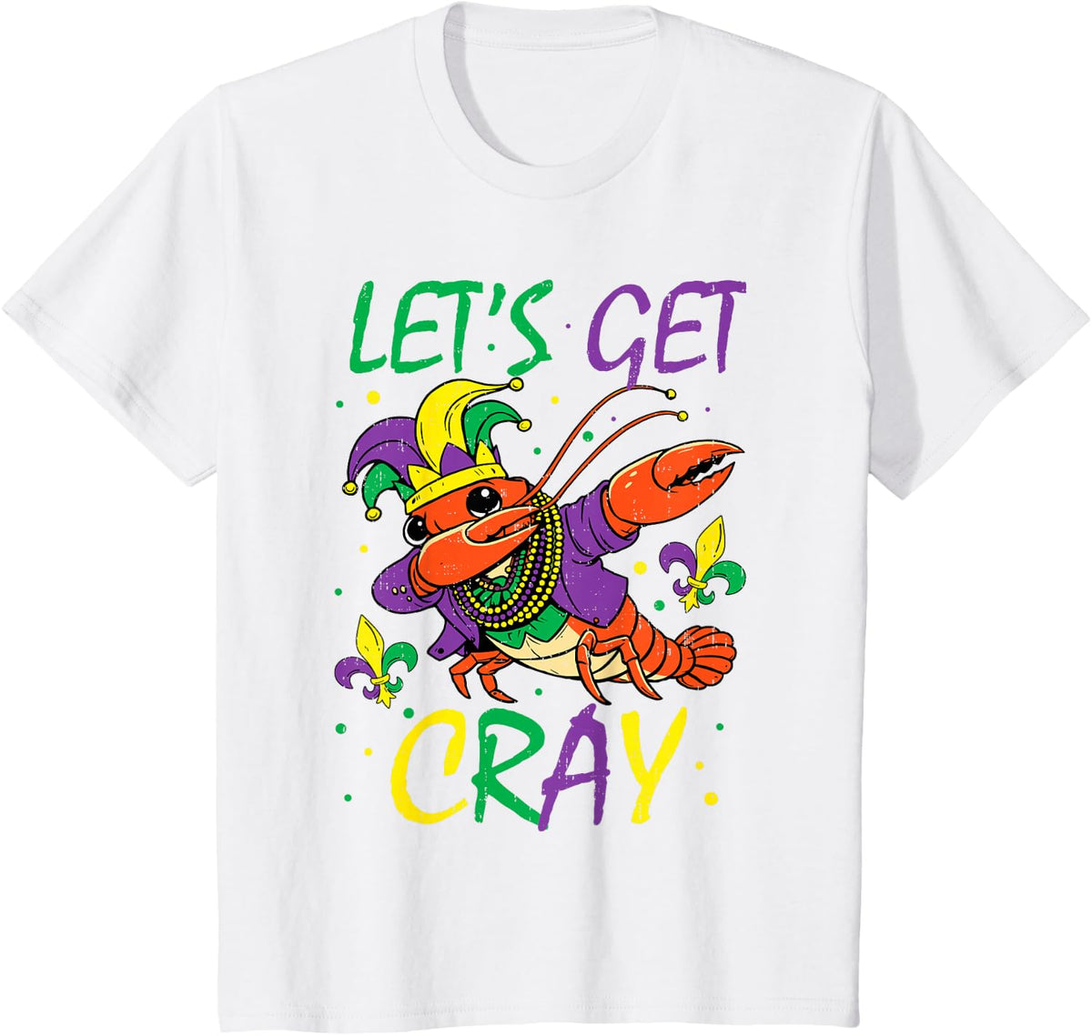 Cray Mardi Gras Carnival Crayfish Jester Beads Men Women Kid T-Shirt - White