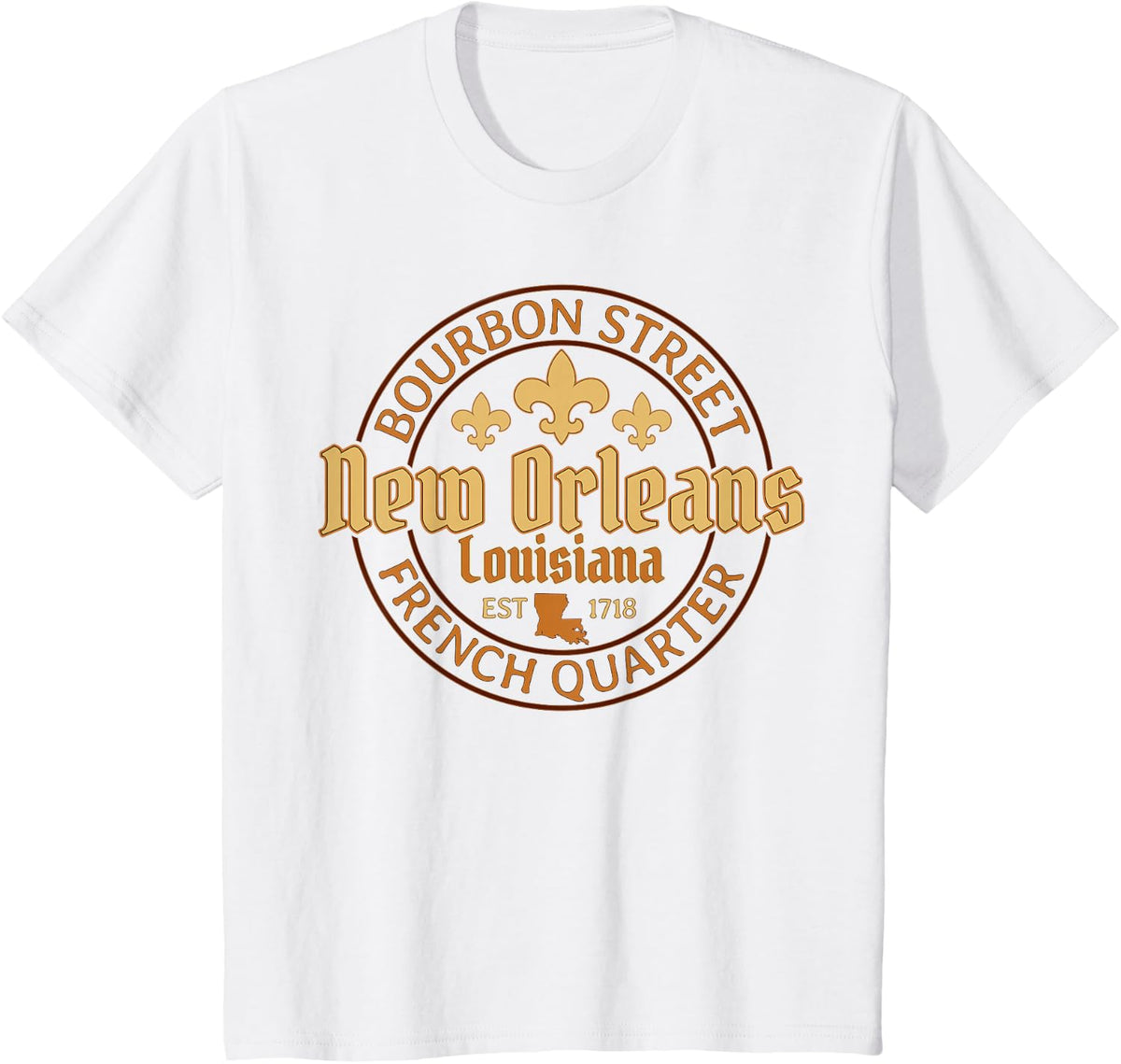 Bourbon Street New Orleans Louisiana French Quarter Est 1718 T-Shirt - White