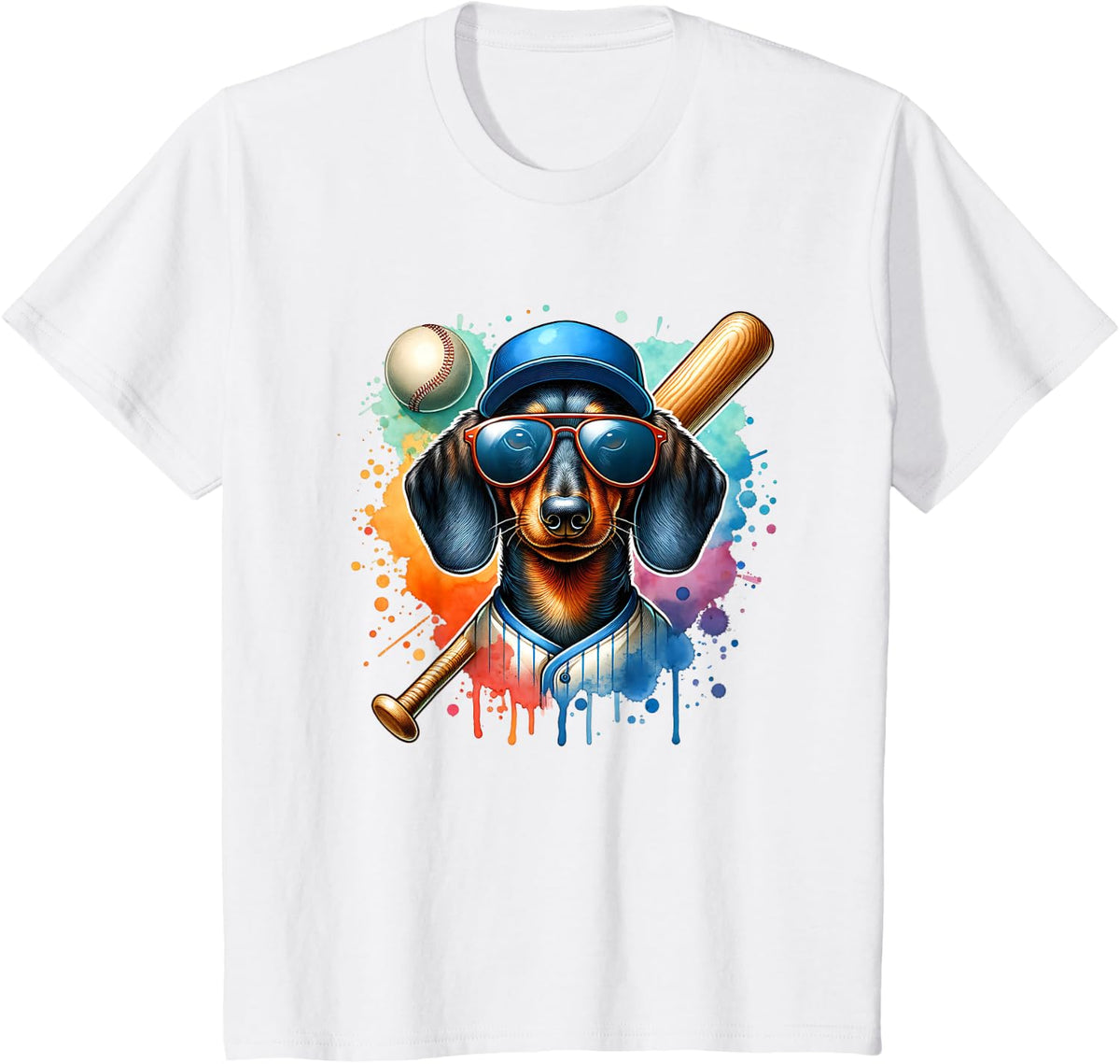 Dachshund Wiener Dog Baseball Player Sport Team T-Shirt - White