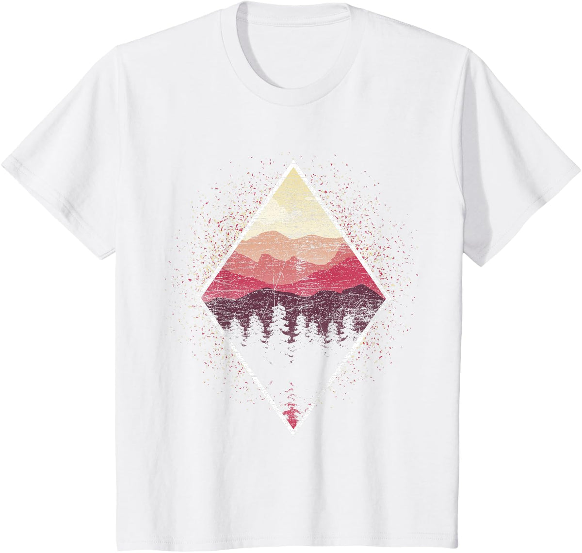 Landscape Wildlife Nature Outdoor Mountains Trees Forest T-Shirt - White