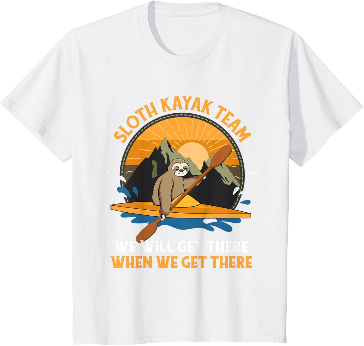 Sloth Kayak Shirt, Sloth Kayak Team T-Shirt - White