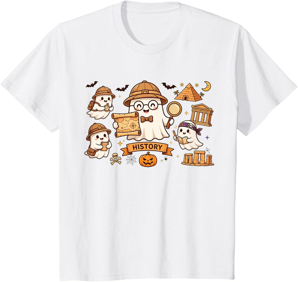 History Teacher Educator School Halloween Boo Crew T-Shirt - White