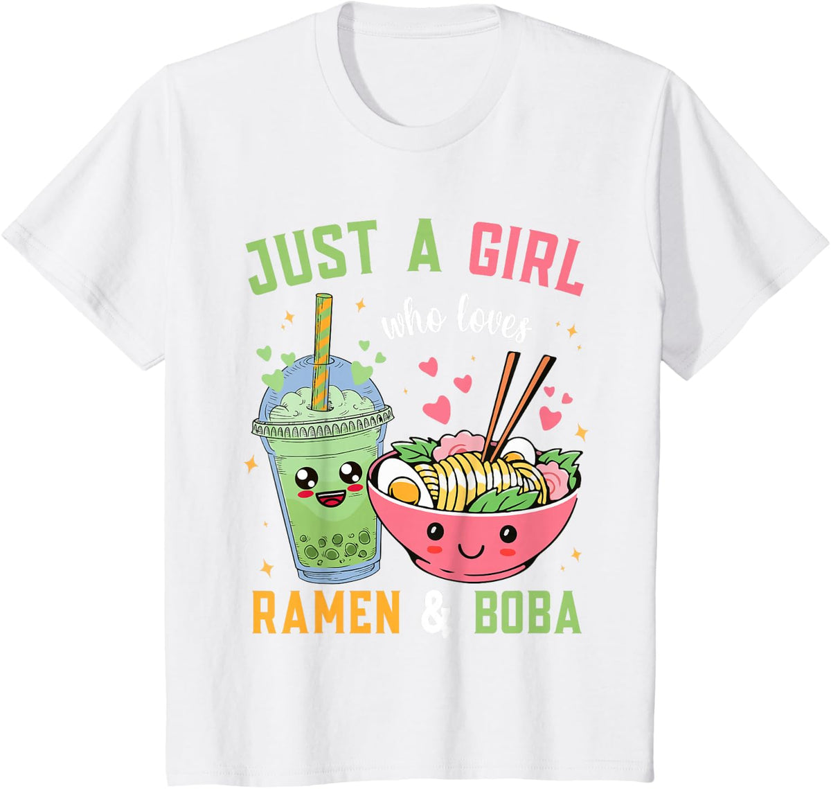 Japanese Anime for a Girl who Loves Ramen and Bobakawaii T-Shirt - White