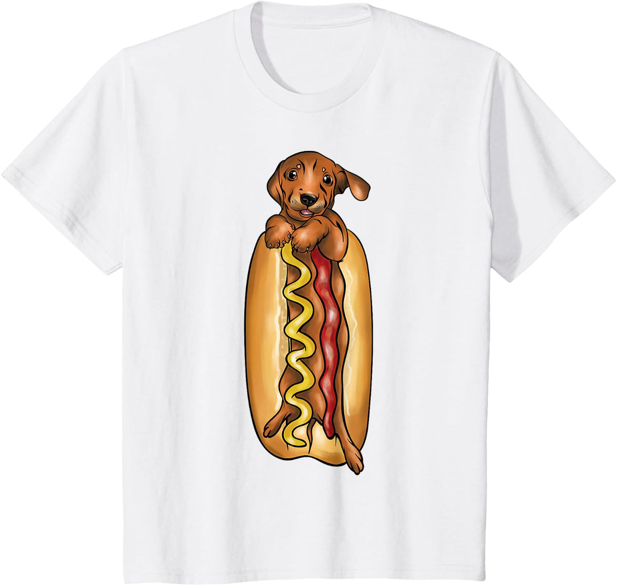 Dachshund Hot Dog Funny Graphic Shirts for Kids T-Shirt - White