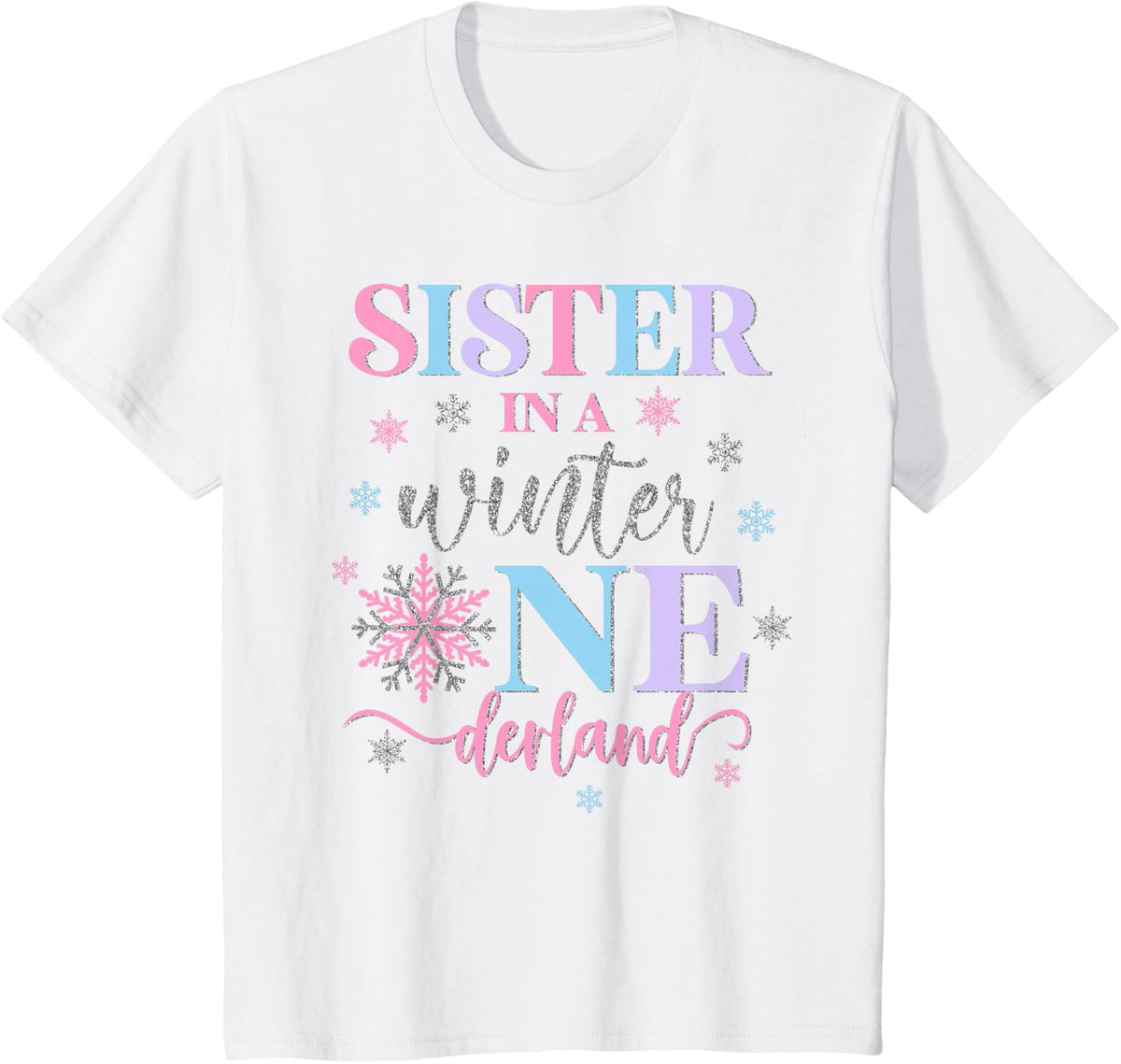 Sister in a Winter Onederland Birthday Girl Sweet Snowflake T-Shirt - White