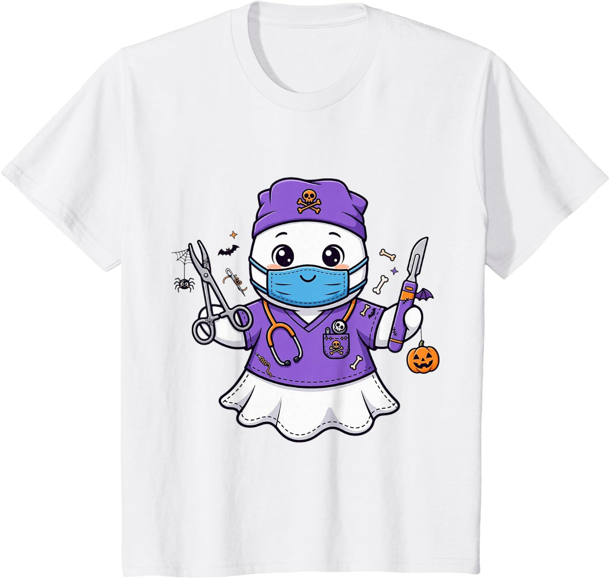 Surgical Tech Operating Room Medical Staff Halloween Boo T-Shirt - White