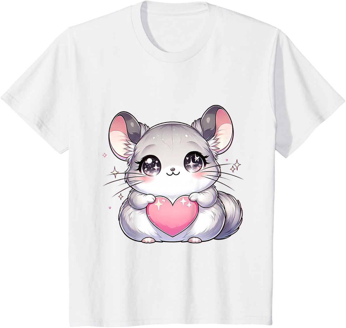 Kawaii Chinchilla Valentines Day Kids Teen Girls Otaku T-Shirt - White