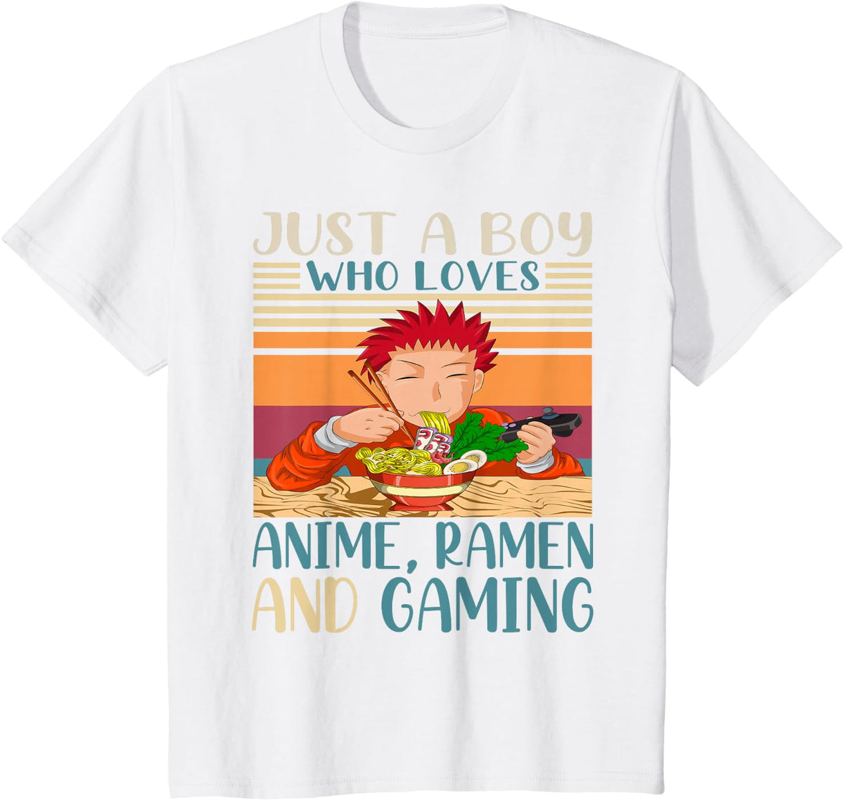 Japanese Food Ramen Gaming Nerd Gift Anime Boy T-Shirt - White