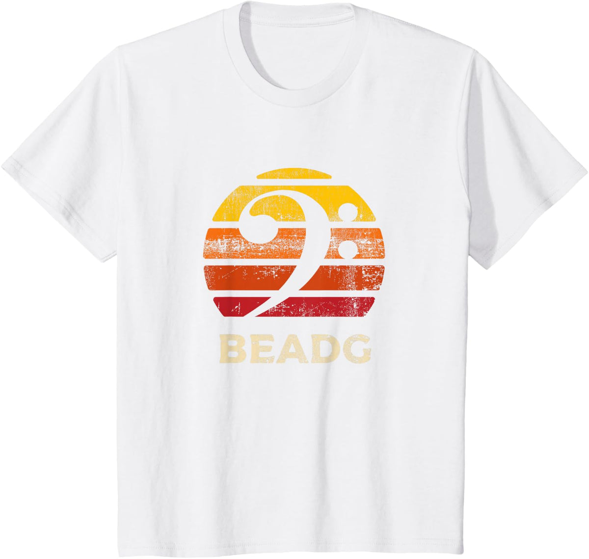 BEADG Vintage Bass Clef Sunset Bassist 5 String Player Gifts T-Shirt - White