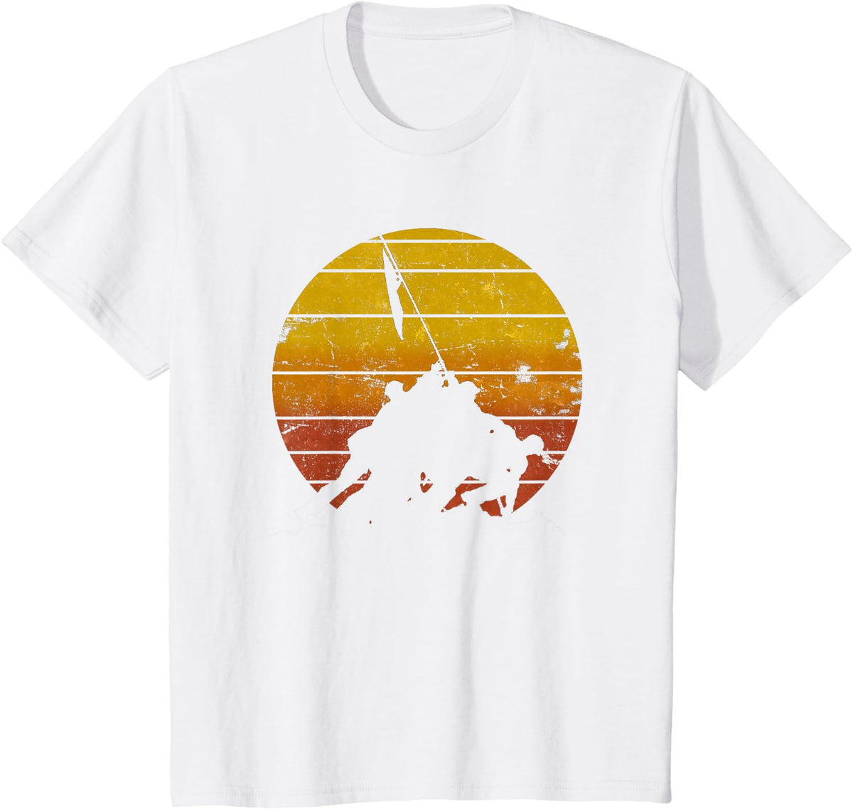 Iwo Jima Flag Raising Sunrise Vintage Military T-Shirt - White