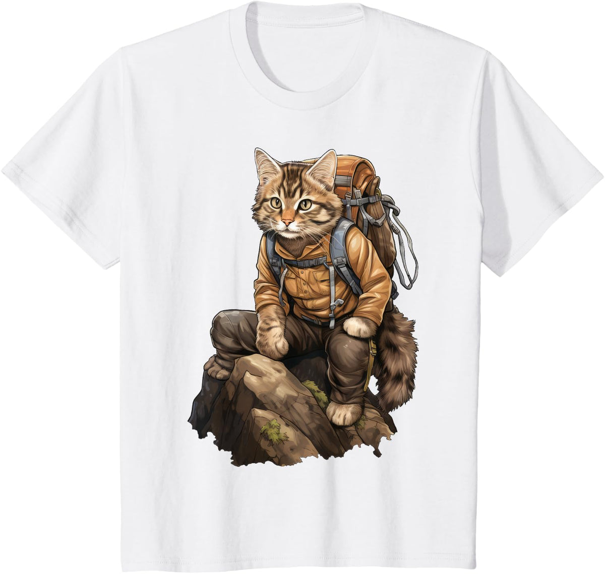 Cat Hiking / Mountaineering Cat T-Shirt - White