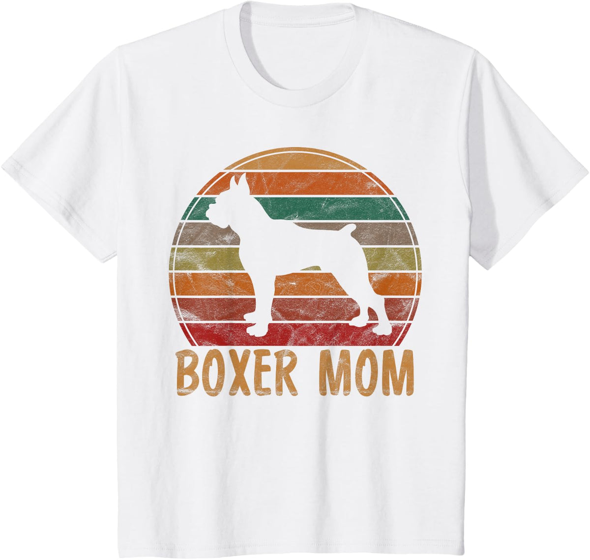 Retro Boxer Mom Gift Dog Mother Pet Boxer Mama T-Shirt - White