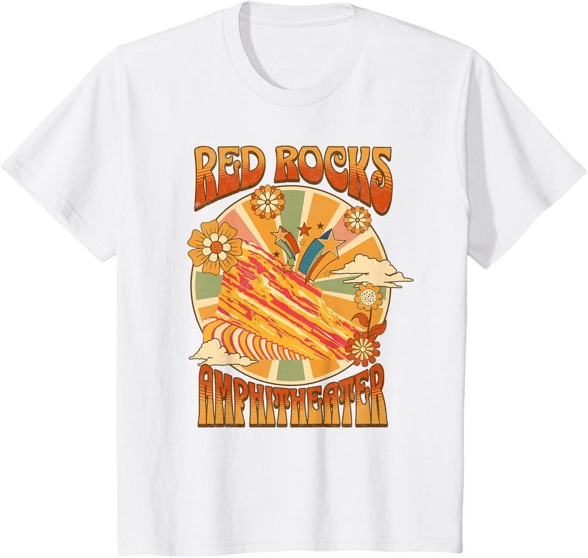 Red Rocks Amphitheater - Colorado Hippie Poster T-Shirt - White