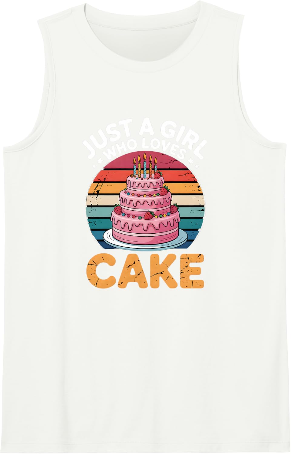 Girls Cake Sleeveless Tank Top - White