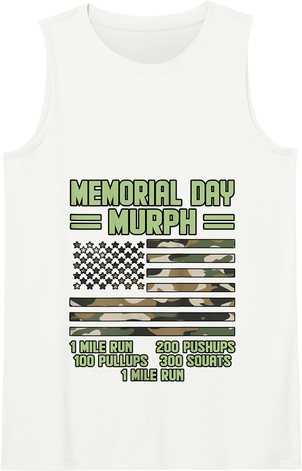 Memorial Day Murph Mile Run Veteran Graphic Tank Top - White