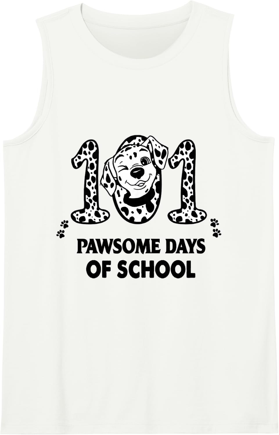 101 Pawsome Days of School Dalmatian Dog Teacher Kids Gift Sleeveless Tank Top - White