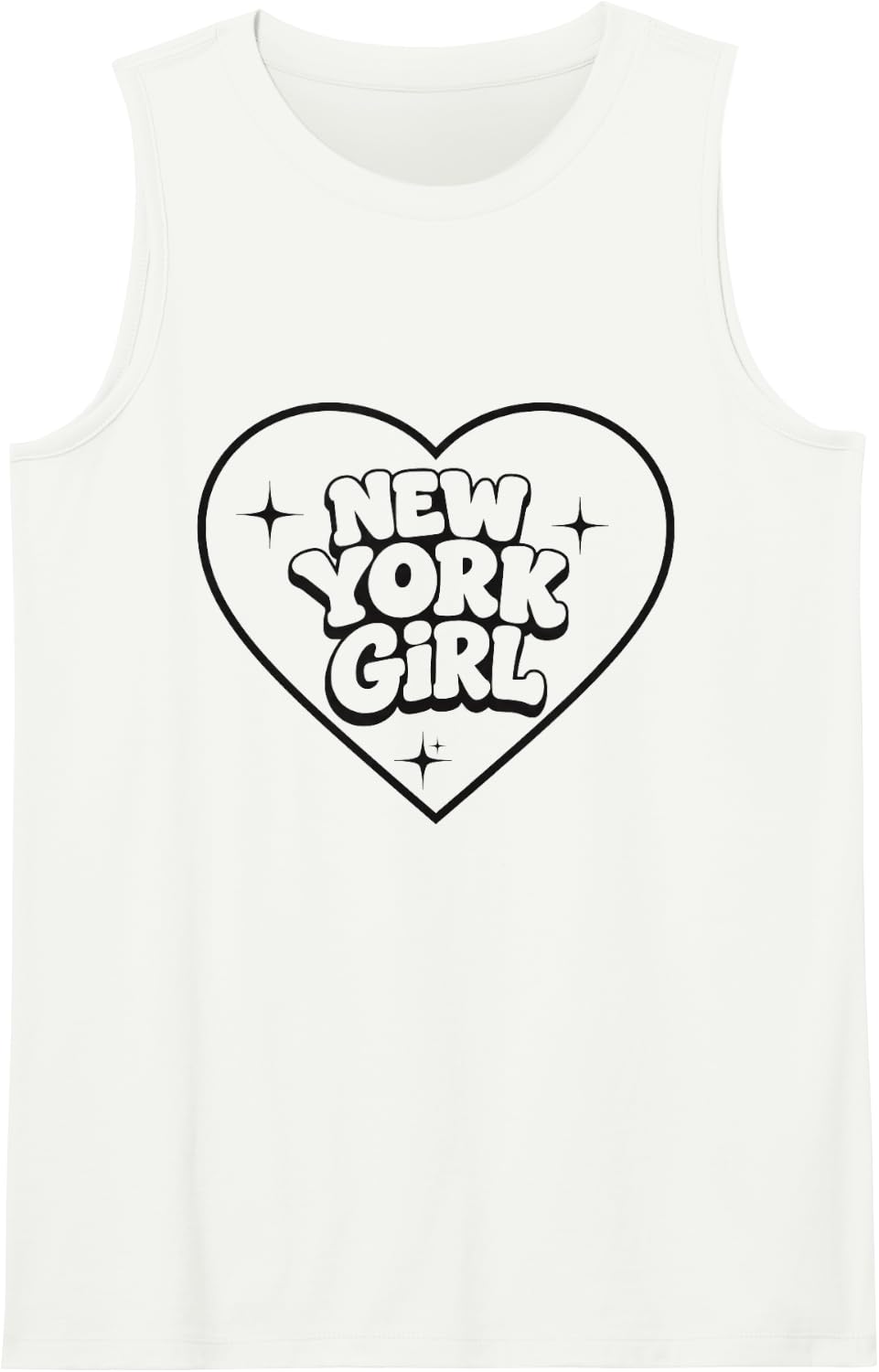Women's New York Girls Cute Heart City Pride Sleeveless Tank Top - White
