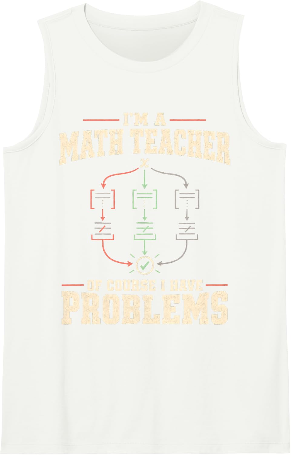 Funny I'm a Math Teacher of Course I Have Problems Education Sleeveless Tank Top - White