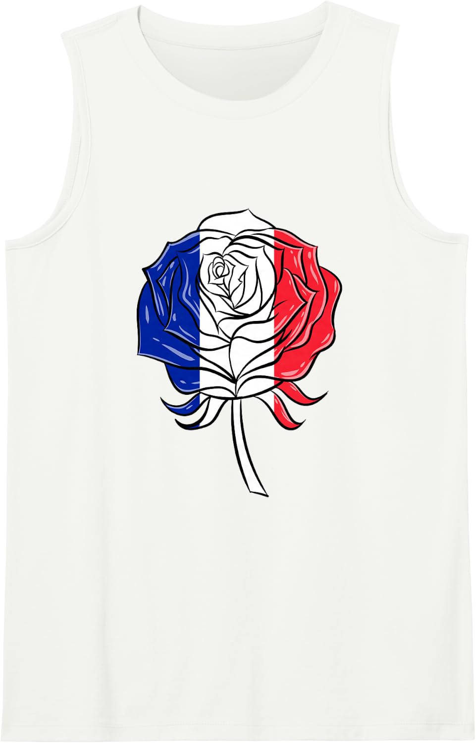 Women's French Flag Rose French Women Sleeveless Tank Top - White