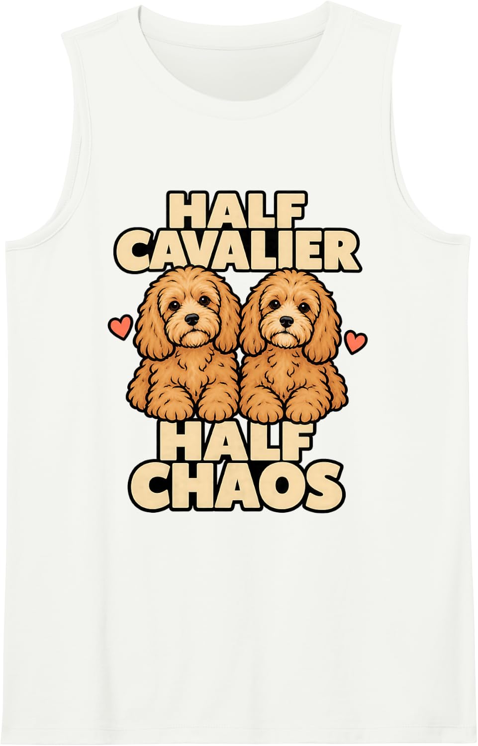 Cavapoo Half Cavalier Half Chaos Dog Owner Funny Doodle Sleeveless Tank Top - White