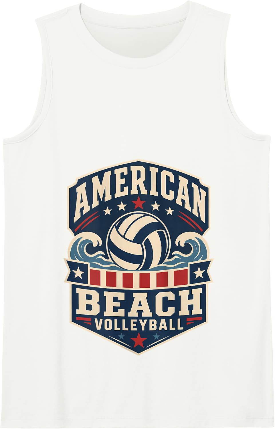 Beach Volleyball Retro Red White and Blue Tank Top - White