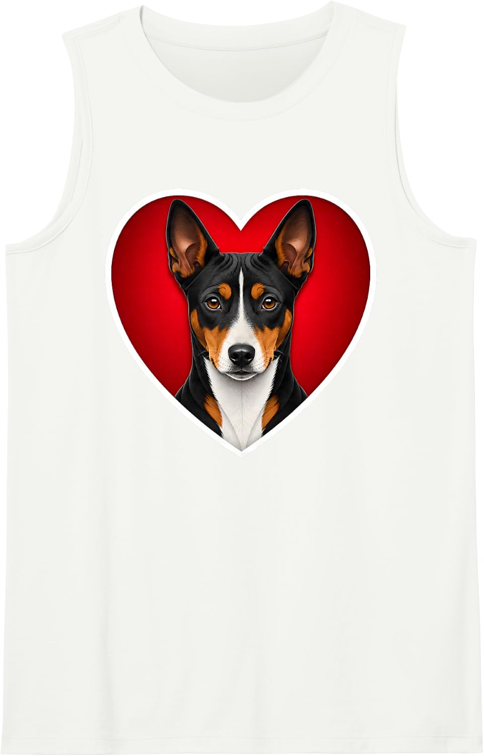 Tri-Color Basenji Heart Tank Top - White