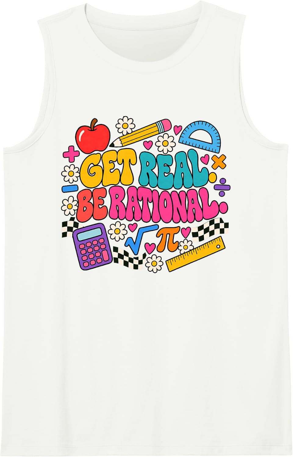 Groovy Math Teacher Student Rational Pun Classroom Sleeveless Tank Top - White