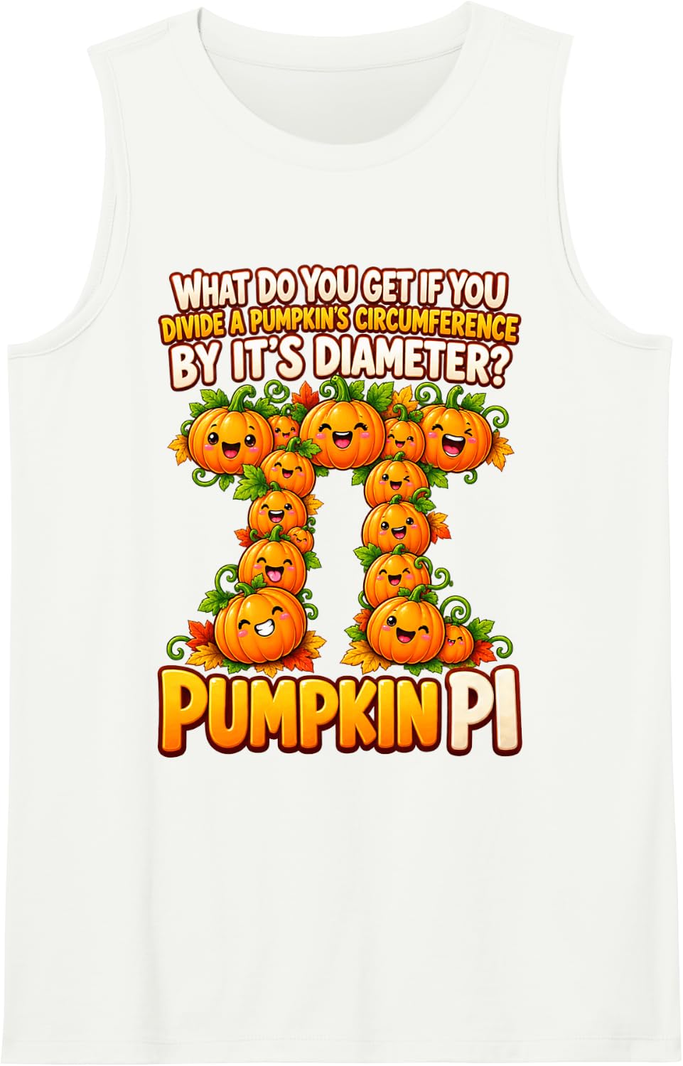 Pumpkin Pi Math Teacher Halloween Autumn Sleeveless Tank Top - White