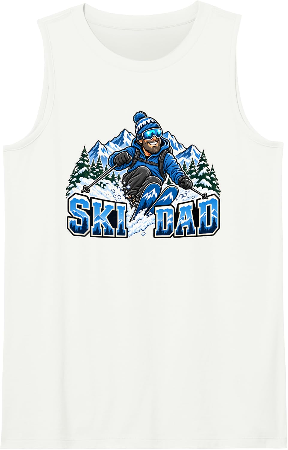 Ski Dad Winter Sports Mountain Snowboarding Skier Enthusiast Sleeveless Tank Top - White
