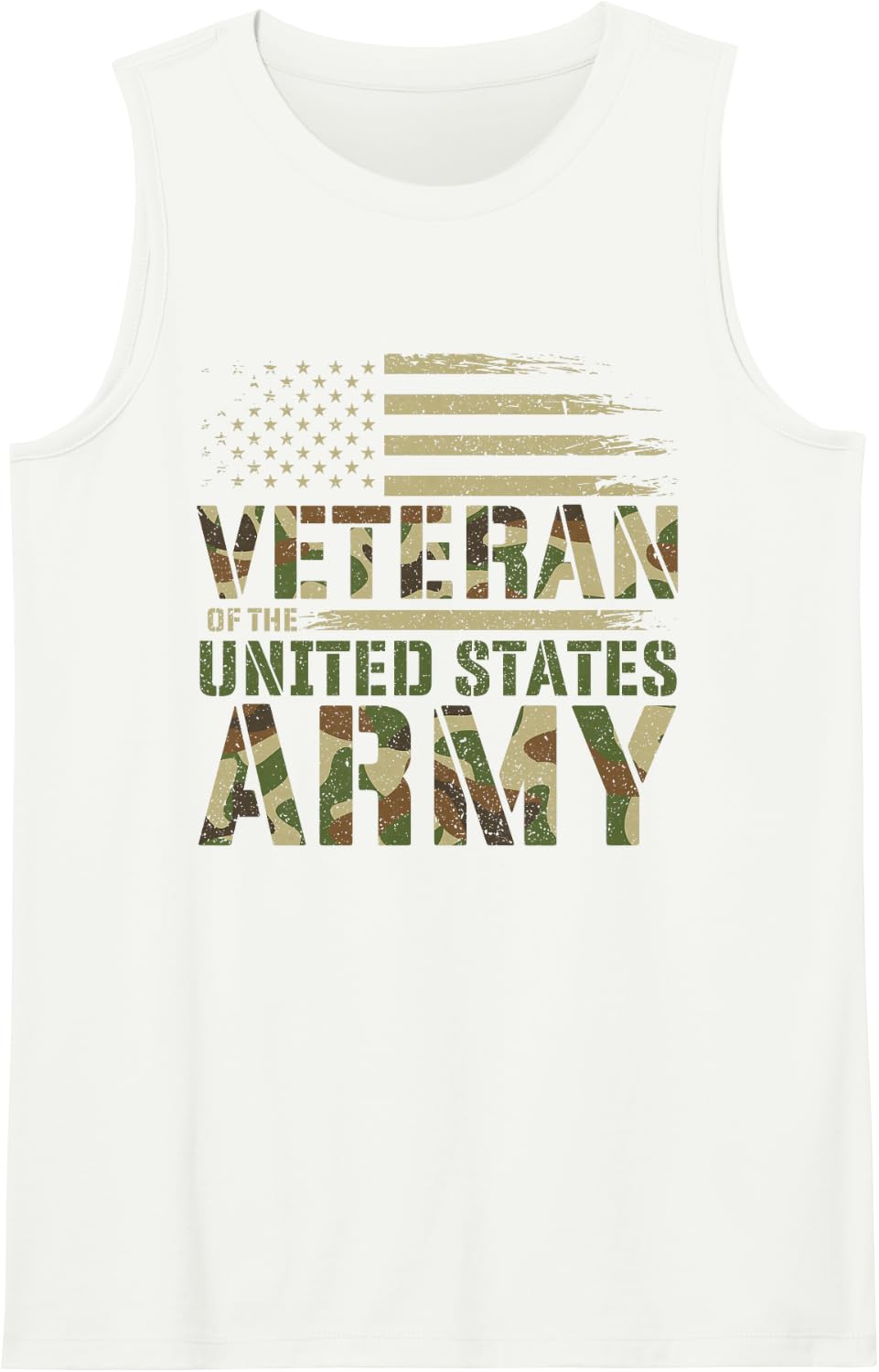 Veteran of The United States Army Patriotic Camo Military Sleeveless Tank Top - White