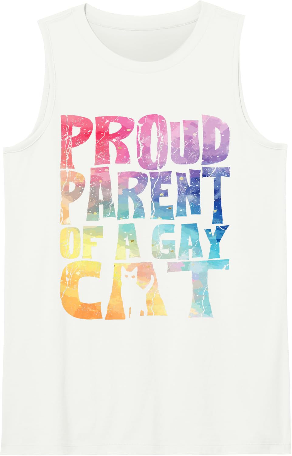 LGBT Pride Month Proud Parent of Gay Cat Owner Kitten Lover Sleeveless Tank Top - White
