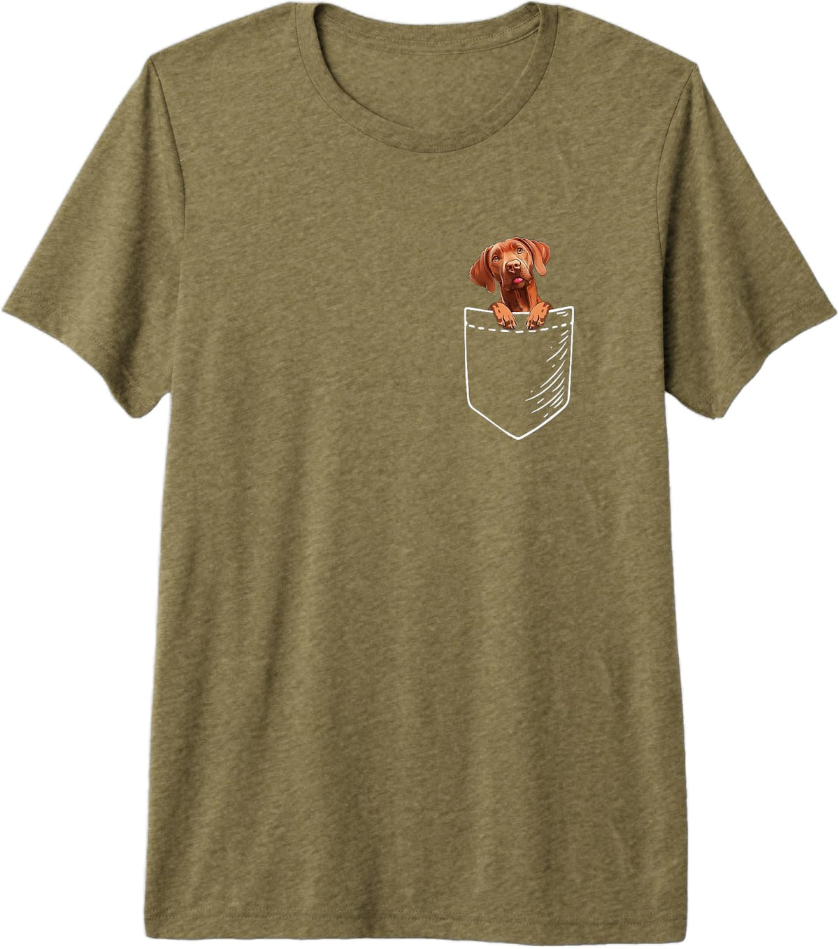 Funny Pocket Vizsla Dog Lover Premium Tri-blend T-Shirt - Olive Green