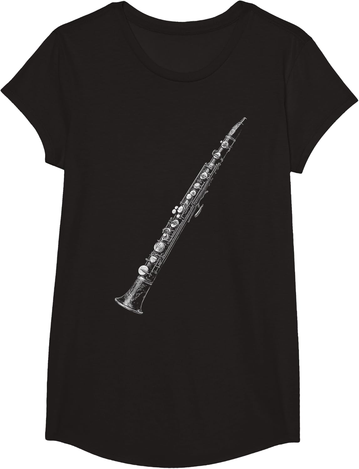 Clarinet Music Instrument Motif Art Clarinet T-Shirt - Girls Black