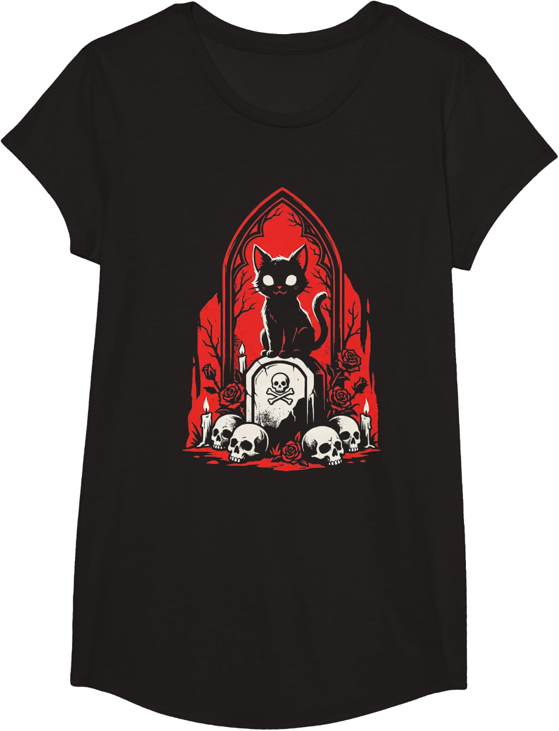 Goth Cat Gothic Men Women Goth Aesthetic T-Shirt - Girls Black