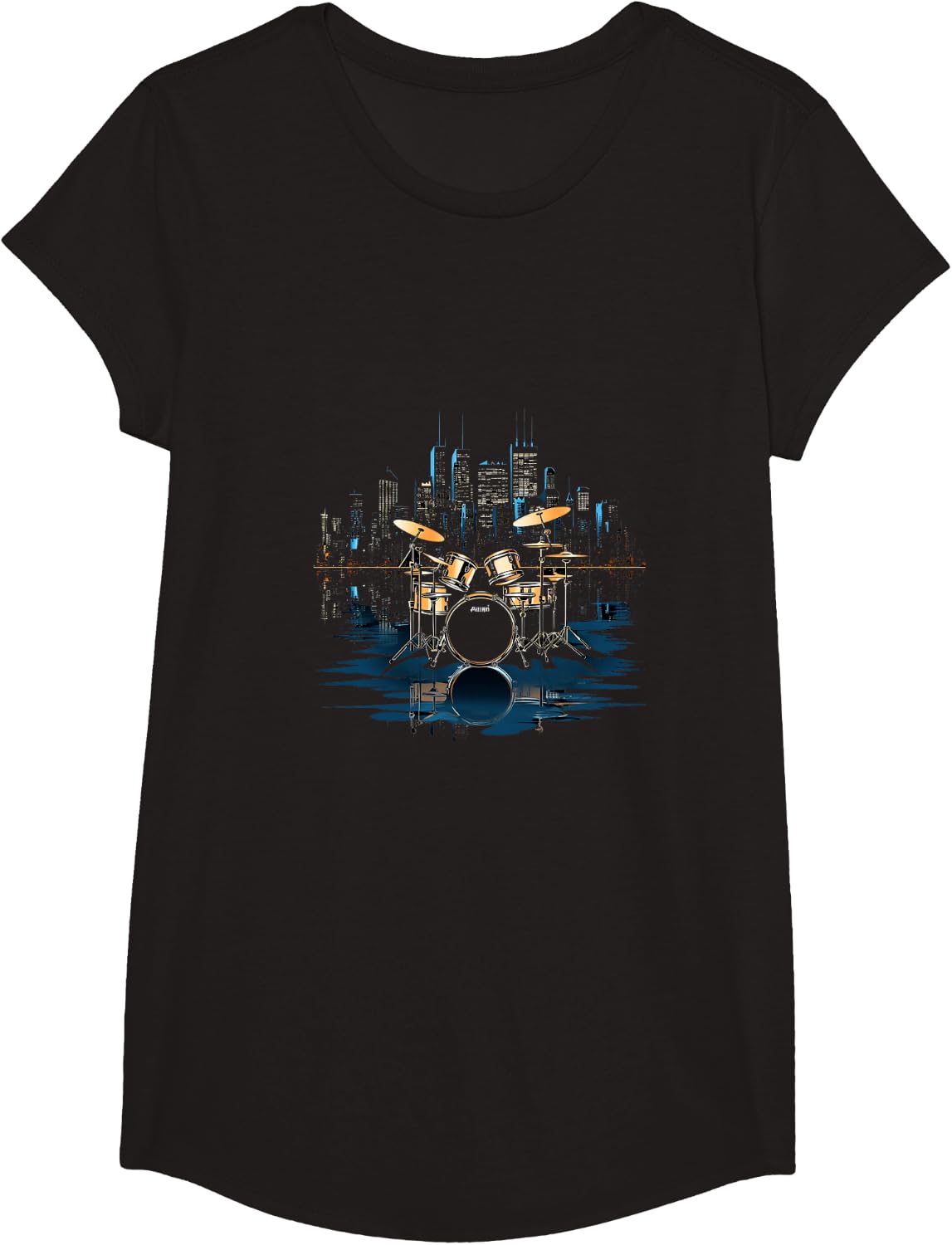Drumset Drum Kit Music Drummer Drumming T-Shirt - Girls Black