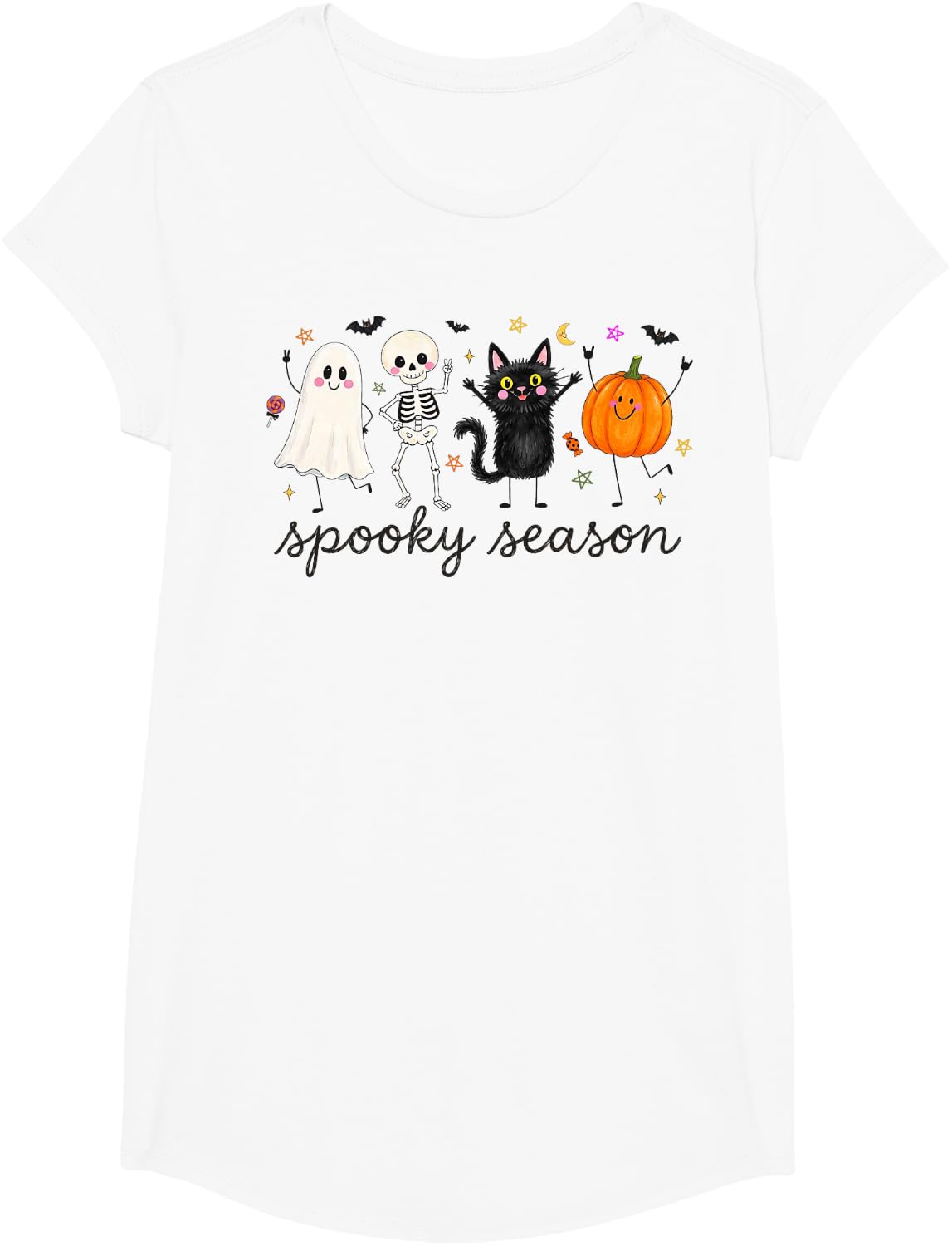 Spooky Season Doodles Halloween Fall Season for Adults Kids T-Shirt - Girls White
