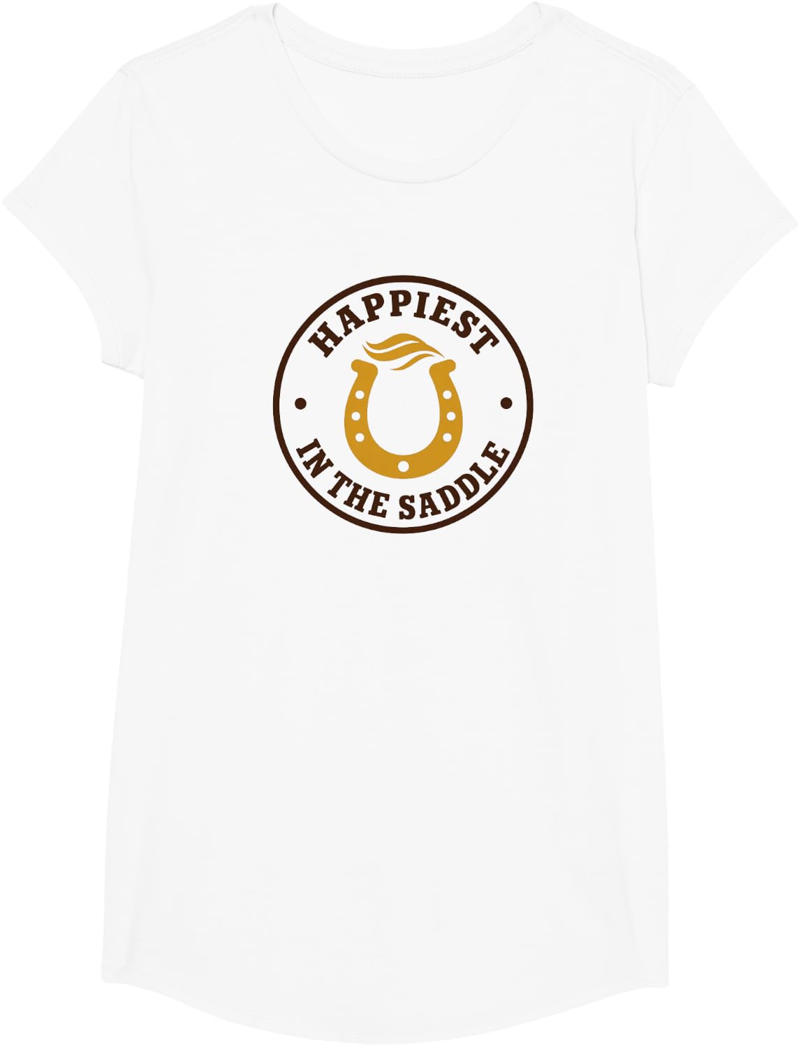 Happiest in the Saddle Horseback Riding Equestrian T-Shirt - Girls White
